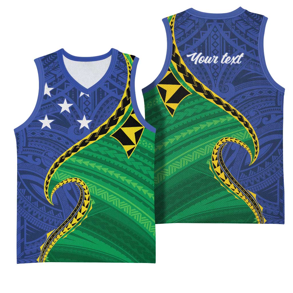 Solomon Islands Independence Day 1978 Personalised Basketball Jersey Polynesian Pattern with Flag Style - Polynesian Pride