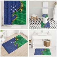 Solomon Islands Independence Day 1978 Personalised Bathroom Set Polynesian Pattern with Flag Style - Polynesian Pride