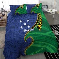 Solomon Islands Independence Day 1978 Personalised Bedding Set Polynesian Pattern with Flag Style