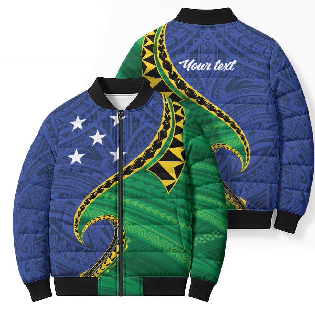 Solomon Islands Independence Day 1978 Personalised Bomber Puffer Jacket Polynesian Pattern with Flag Style - Polynesian Pride