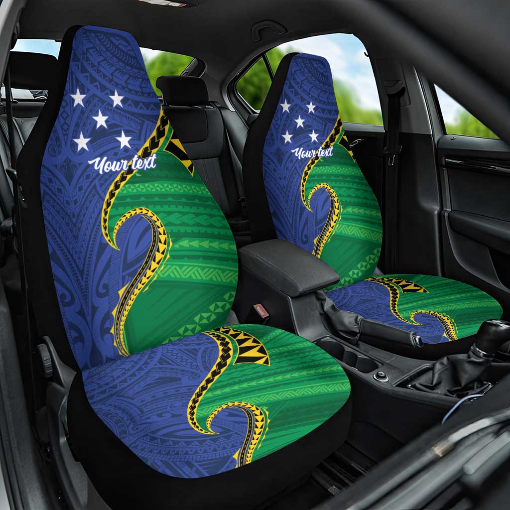 Solomon Islands Independence Day 1978 Personalised Car Seat Cover Polynesian Pattern with Flag Style