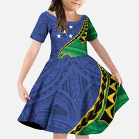Solomon Islands Independence Day 1978 Personalised Family Matching Mermaid Dress and Hawaiian Shirt Polynesian Pattern with Flag Style