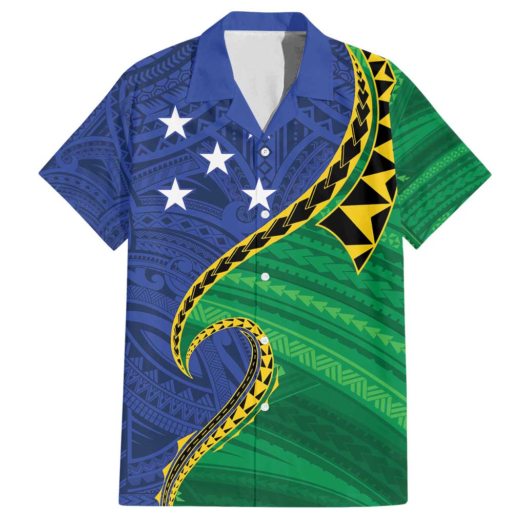 Solomon Islands Independence Day 1978 Personalised Family Matching Tank Maxi Dress and Hawaiian Shirt Polynesian Pattern with Flag Style