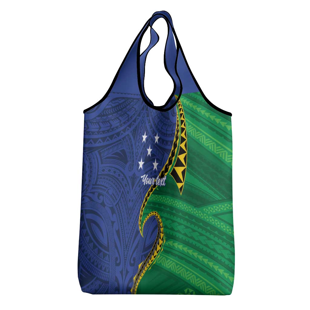 Solomon Islands Independence Day 1978 Personalised Grocery Bag Polynesian Pattern with Flag Style