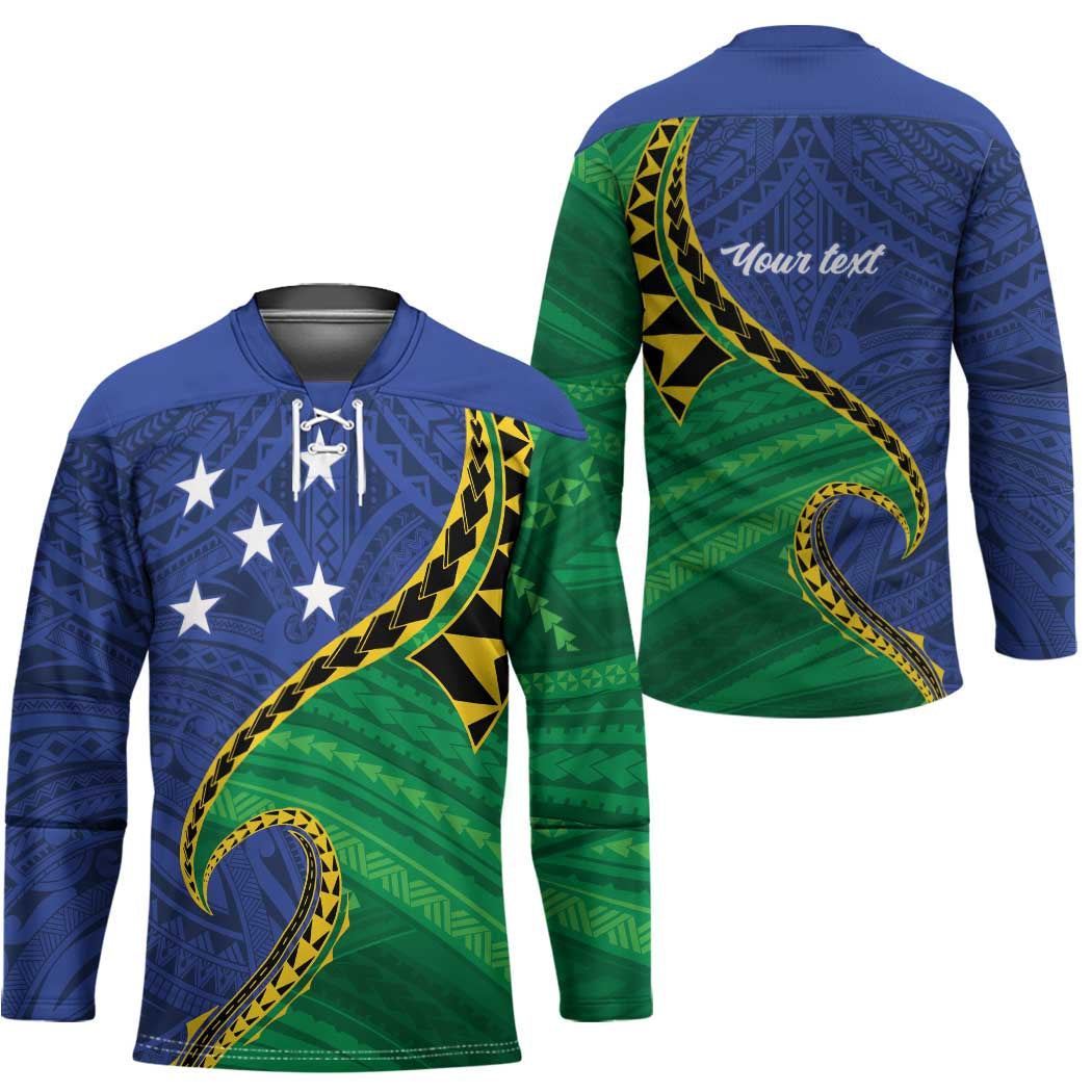 Solomon Islands Independence Day 1978 Personalised Hockey Jersey Polynesian Pattern with Flag Style - Polynesian Pride
