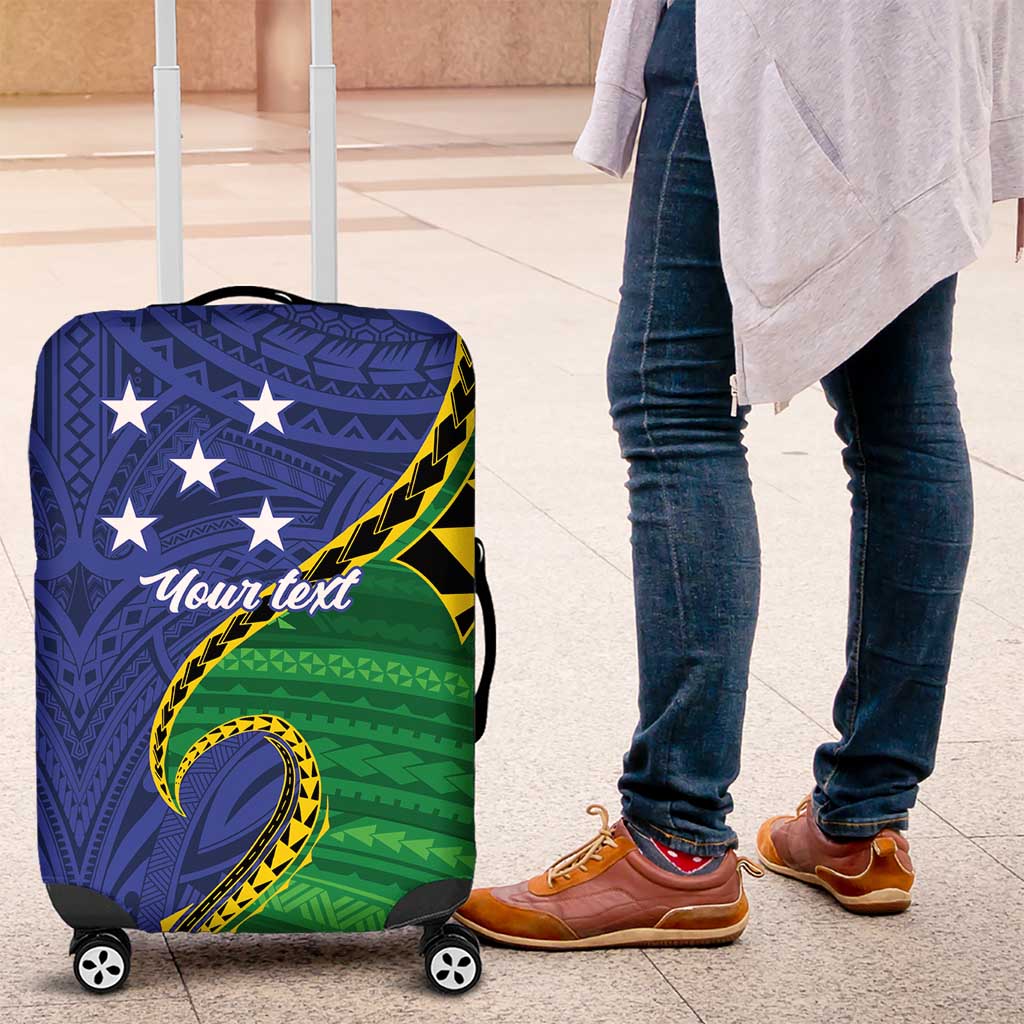 Solomon Islands Independence Day 1978 Personalised Luggage Cover Polynesian Pattern with Flag Style