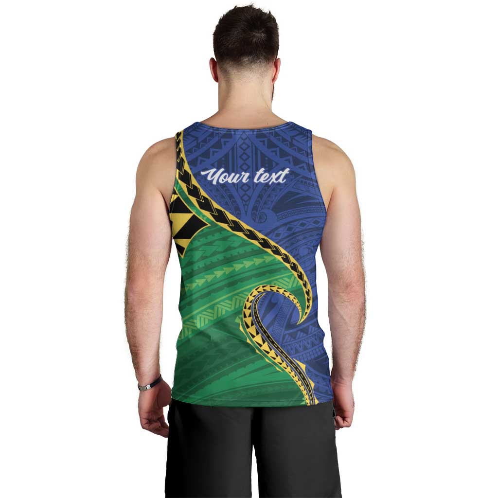 Solomon Islands Independence Day 1978 Personalised Men Tank Top Polynesian Pattern with Flag Style