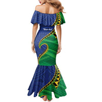 Solomon Islands Independence Day 1978 Personalised Mermaid Dress Polynesian Pattern with Flag Style