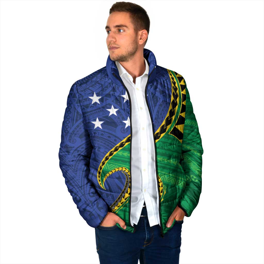 Solomon Islands Independence Day 1978 Personalised Padded Jacket Polynesian Pattern with Flag Style - Polynesian Pride