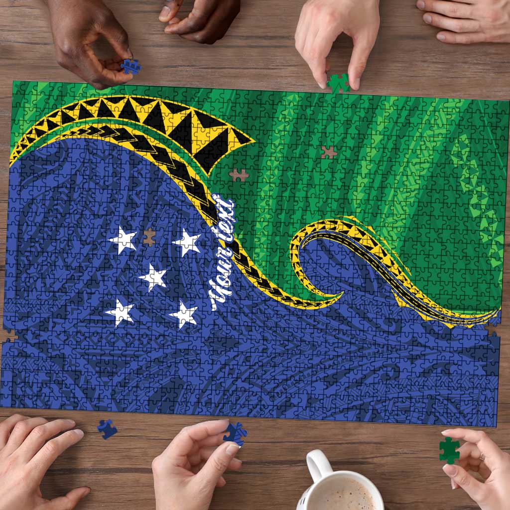 Solomon Islands Independence Day 1978 Personalised Puzzle Polynesian Pattern with Flag Style - Polynesian Pride