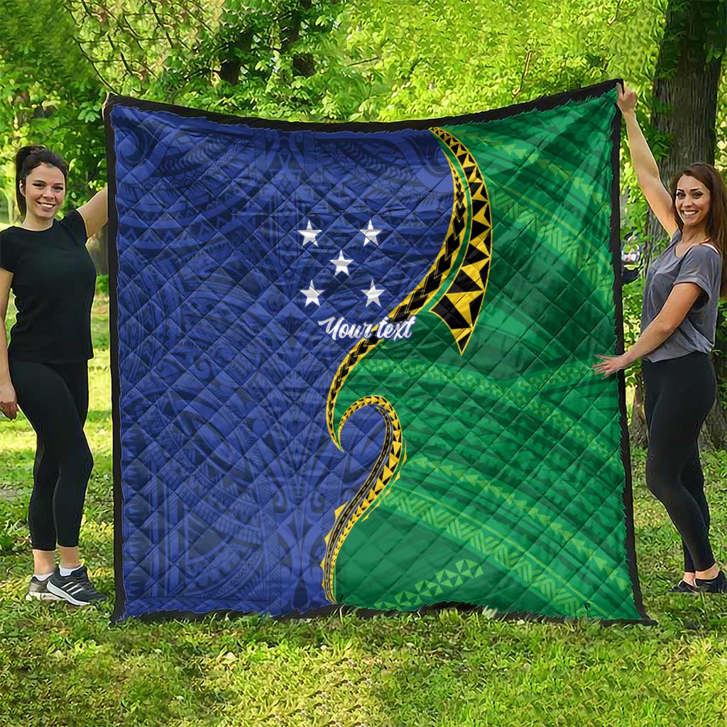 Solomon Islands Independence Day 1978 Personalised Quilt Polynesian Pattern with Flag Style