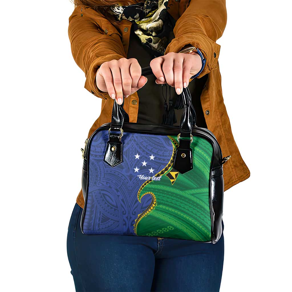 Solomon Islands Independence Day 1978 Personalised Shoulder Handbag Polynesian Pattern with Flag Style
