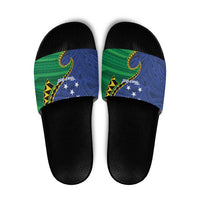 Solomon Islands Independence Day 1978 Personalised Slide Sandals Polynesian Pattern with Flag Style - Polynesian Pride