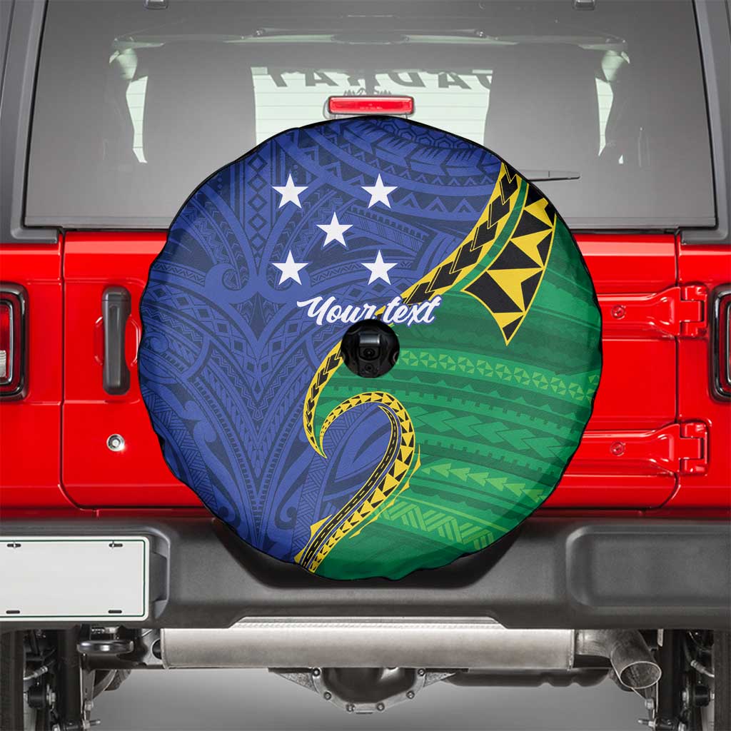 Solomon Islands Independence Day 1978 Personalised Spare Tire Cover Polynesian Pattern with Flag Style