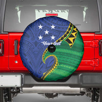 Solomon Islands Independence Day 1978 Personalised Spare Tire Cover Polynesian Pattern with Flag Style