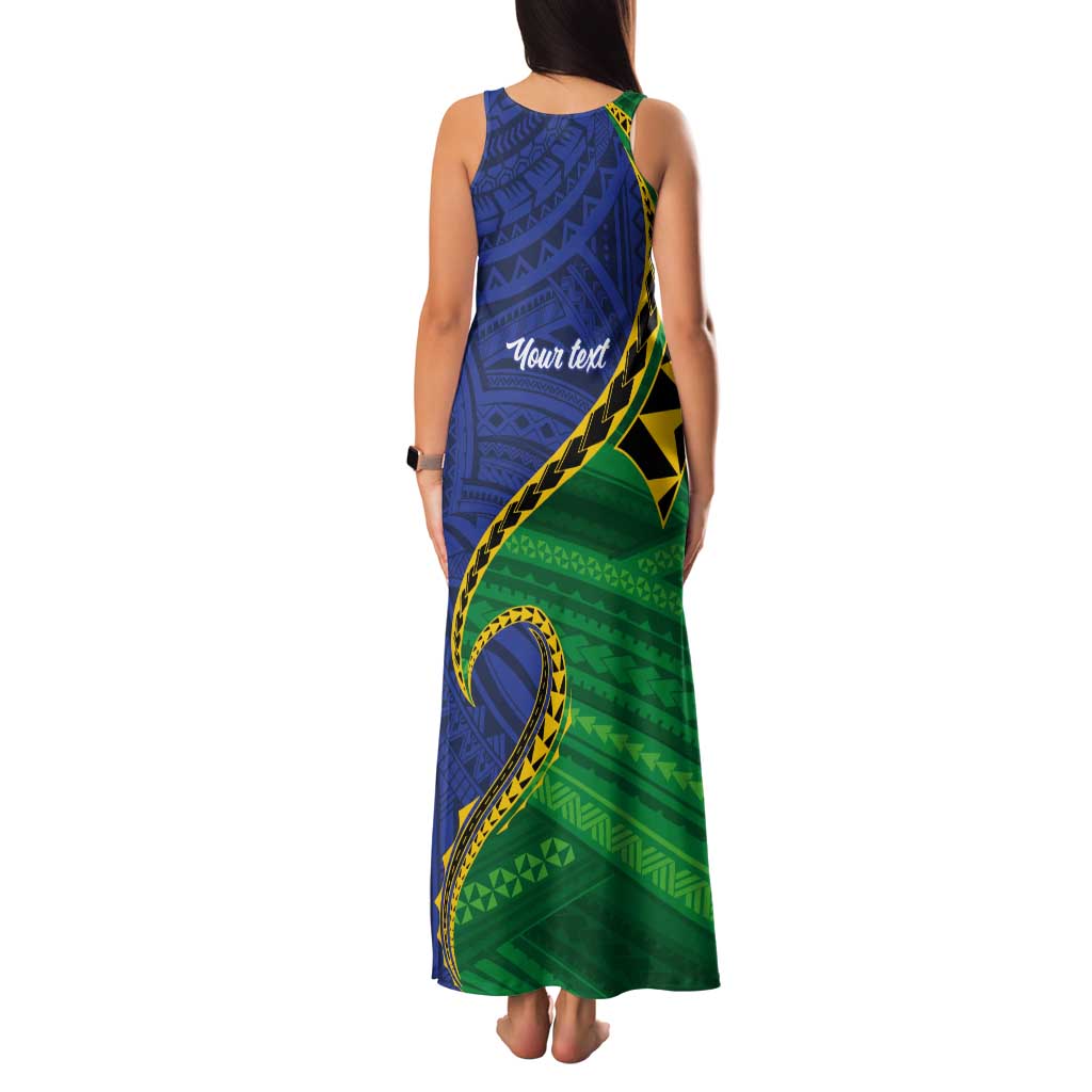Solomon Islands Independence Day 1978 Personalised Tank Maxi Dress Polynesian Pattern with Flag Style