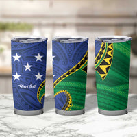 Solomon Islands Independence Day 1978 Personalised Tumbler Cup Polynesian Pattern with Flag Style
