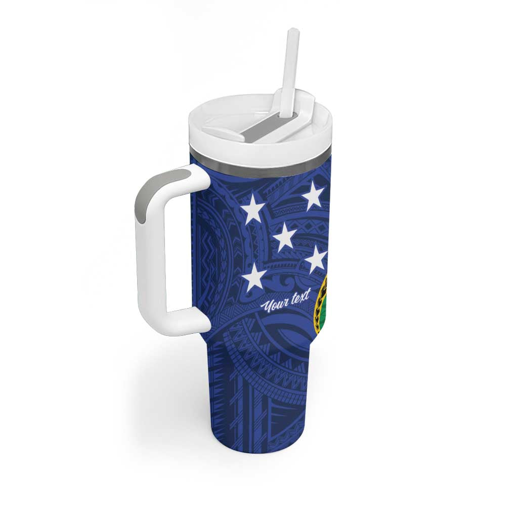 Solomon Islands Independence Day 1978 Personalised Tumbler With Handle Polynesian Pattern with Flag Style