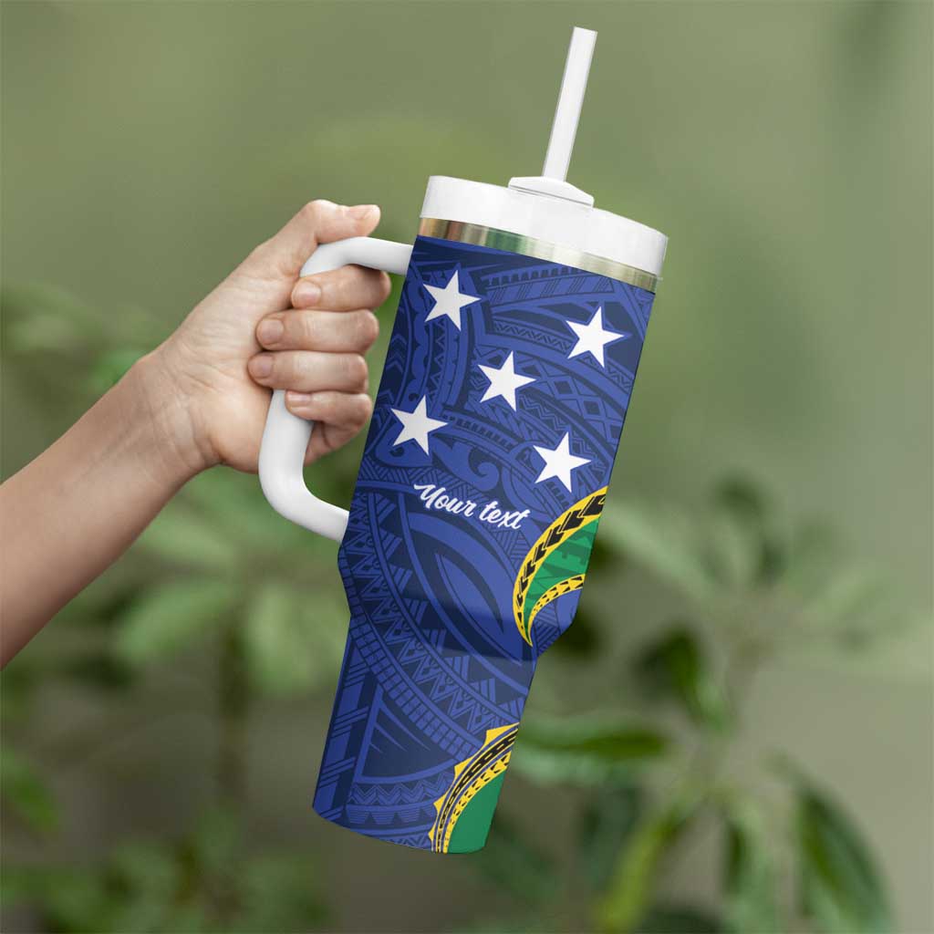 Solomon Islands Independence Day 1978 Personalised Tumbler With Handle Polynesian Pattern with Flag Style