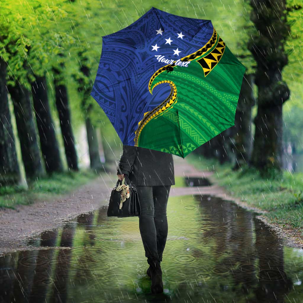 Solomon Islands Independence Day 1978 Personalised Umbrella Polynesian Pattern with Flag Style - Polynesian Pride