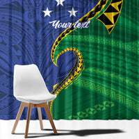 Solomon Islands Independence Day 1978 Personalised Window Curtain Polynesian Pattern with Flag Style