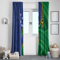 Solomon Islands Independence Day 1978 Personalised Window Curtain Polynesian Pattern with Flag Style