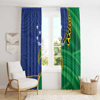 Solomon Islands Independence Day 1978 Personalised Window Curtain Polynesian Pattern with Flag Style