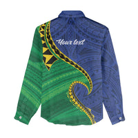 Solomon Islands Independence Day 1978 Personalised Women Casual Shirt Polynesian Pattern with Flag Style