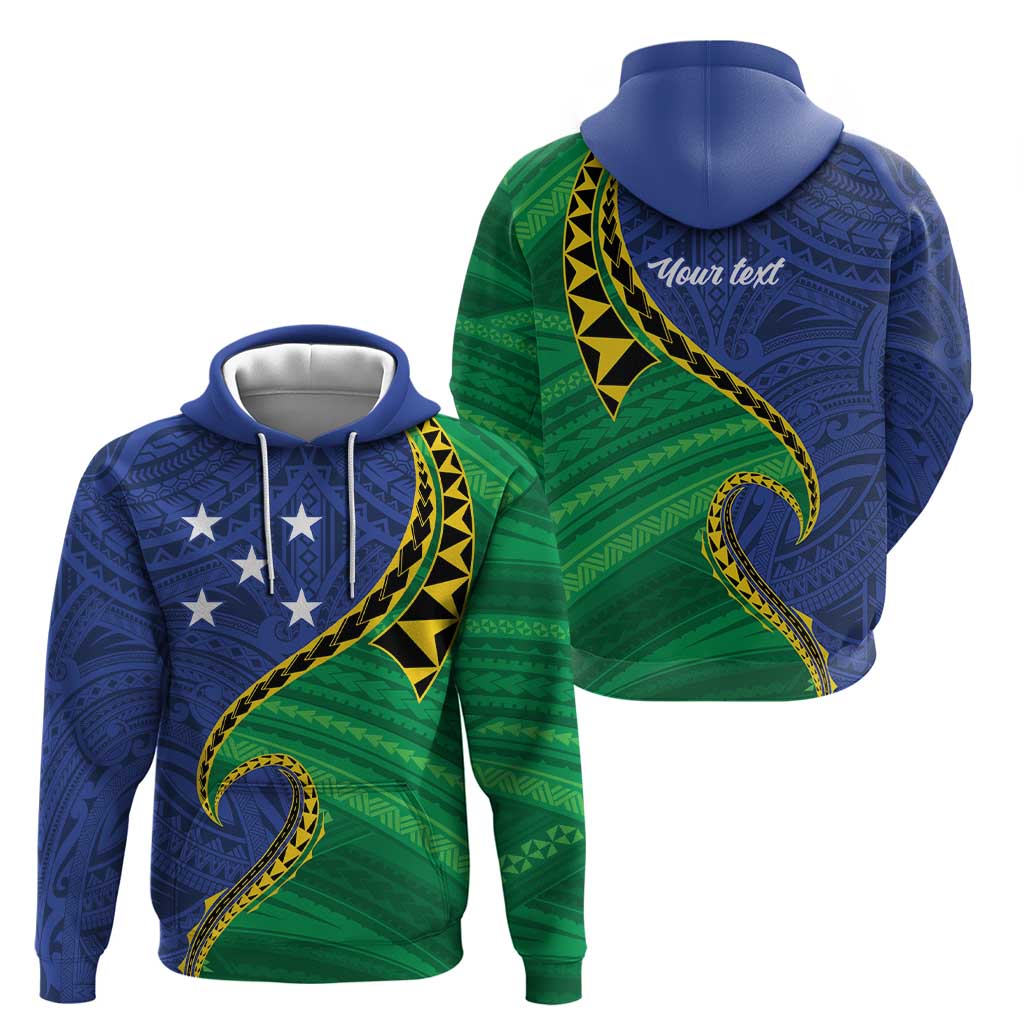 Solomon Islands Independence Day 1978 Personalised Zip Hoodie Polynesian Pattern with Flag Style
