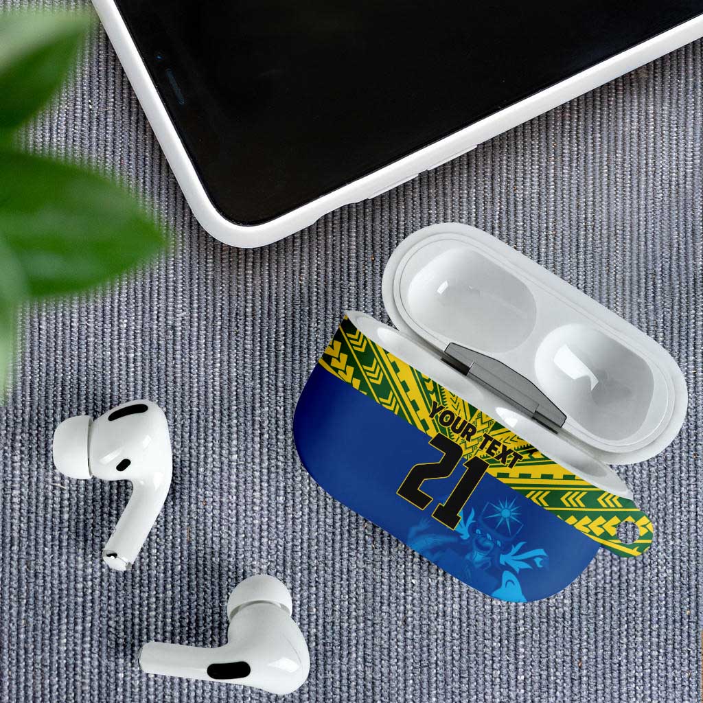 Solomon Islands Rugby Custom AirPods Case Simple Coat of arm Polynesian Pattern - Polynesian Pride