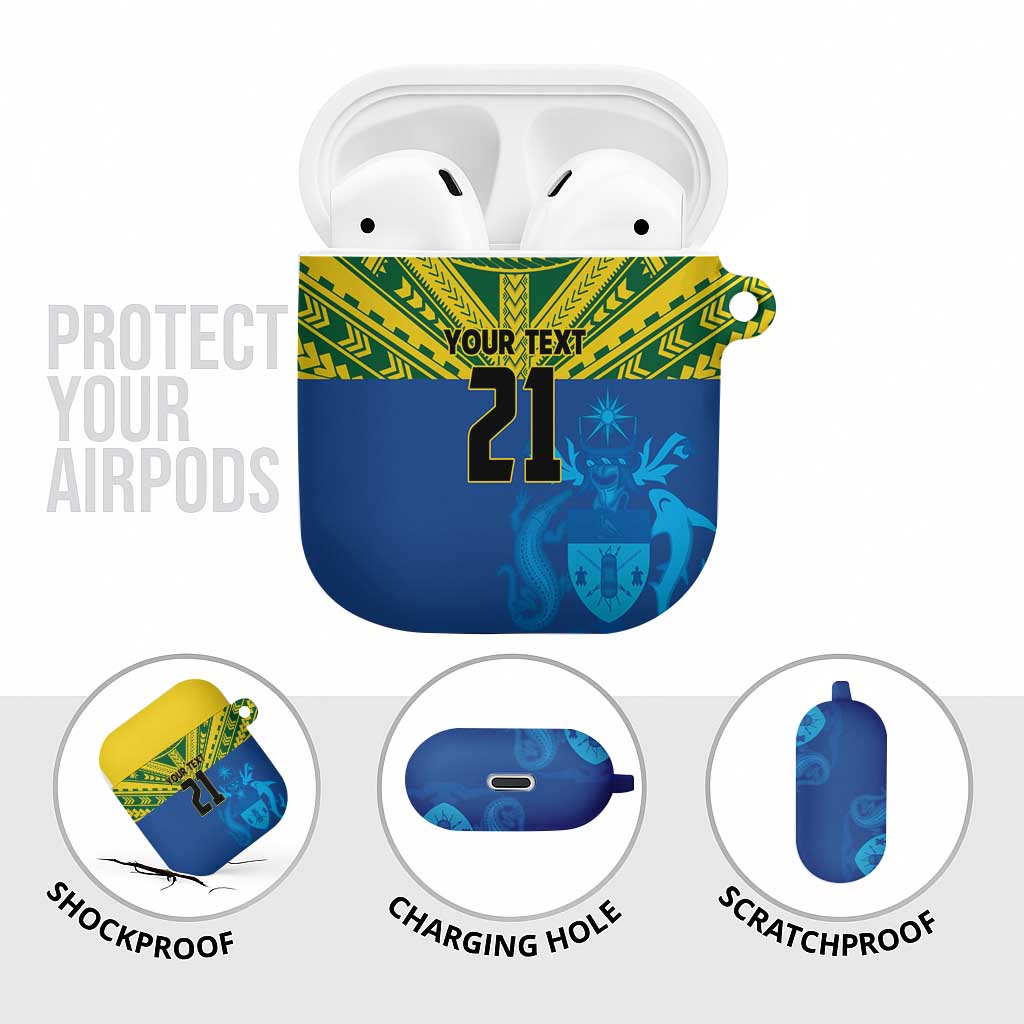 Solomon Islands Rugby Custom AirPods Case Simple Coat of arm Polynesian Pattern - Polynesian Pride