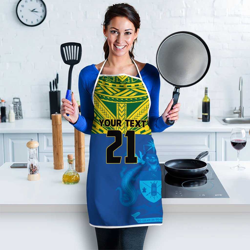 Solomon Islands Rugby Custom Apron Simple Coat of arm Polynesian Pattern - Polynesian Pride
