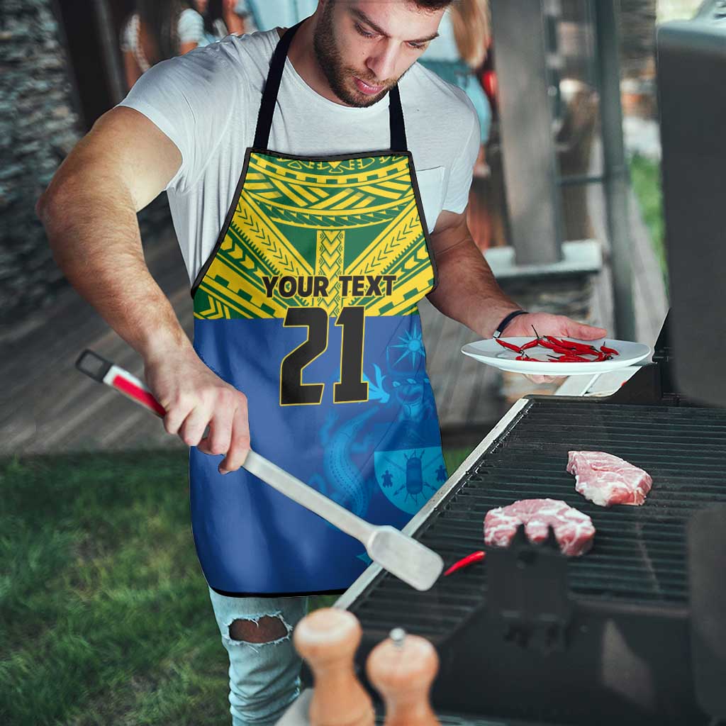 Solomon Islands Rugby Custom Apron Simple Coat of arm Polynesian Pattern - Polynesian Pride