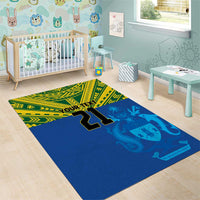 Solomon Islands Rugby Custom Area Rug Simple Coat of arm Polynesian Pattern