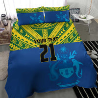 Solomon Islands Rugby Custom Bedding Set Simple Coat of arm Polynesian Pattern