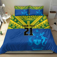 Solomon Islands Rugby Custom Bedding Set Simple Coat of arm Polynesian Pattern