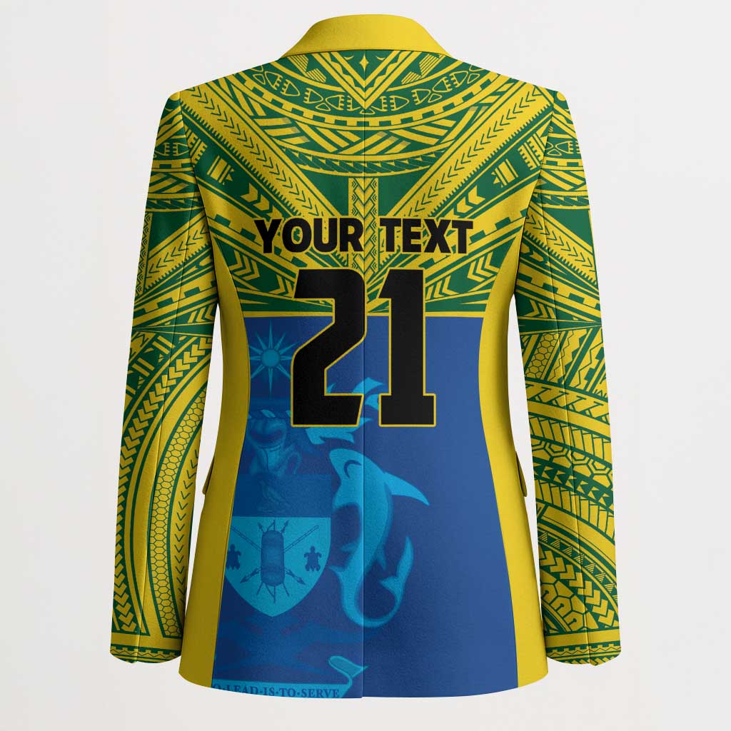 Solomon Islands Rugby Custom Blazer Simple Coat of arm Polynesian Pattern - Polynesian Pride