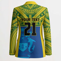 Solomon Islands Rugby Custom Blazer Simple Coat of arm Polynesian Pattern - Polynesian Pride