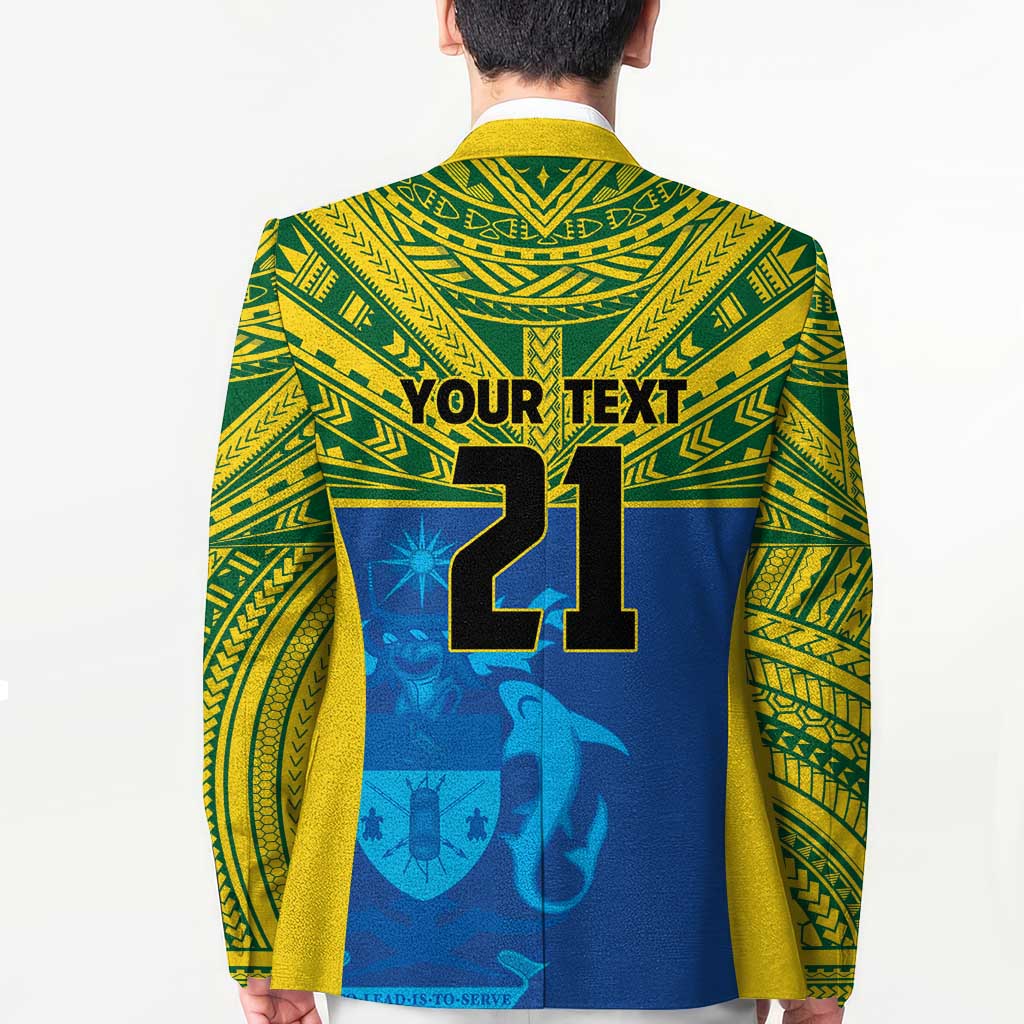 Solomon Islands Rugby Custom Blazer Simple Coat of arm Polynesian Pattern - Polynesian Pride