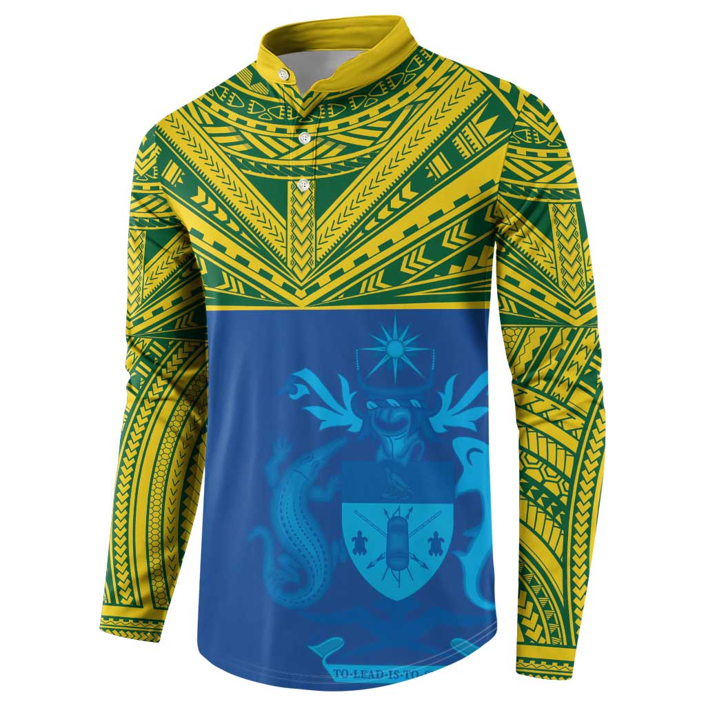 Solomon Islands Rugby Custom Button Sweatshirt Simple Coat of arm Polynesian Pattern