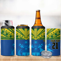 Solomon Islands Rugby Custom 4 in 1 Can Cooler Tumbler Simple Coat of arm Polynesian Pattern