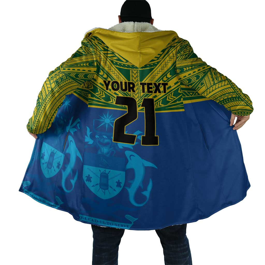 Solomon Islands Rugby Custom Cloak Simple Coat of arm Polynesian Pattern - Polynesian Pride