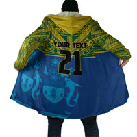 Solomon Islands Rugby Custom Cloak Simple Coat of arm Polynesian Pattern - Polynesian Pride