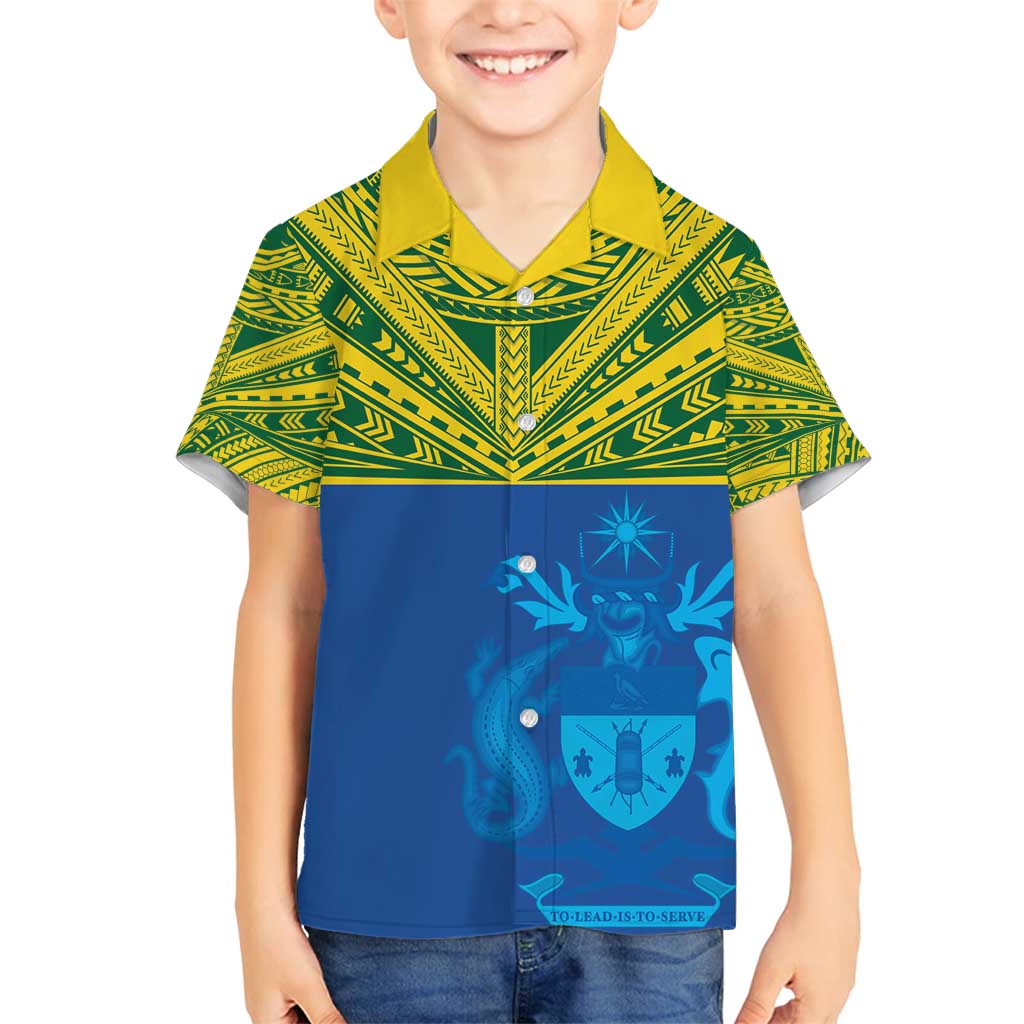 Solomon Islands Rugby Custom Family Matching Off Shoulder Maxi Dress and Hawaiian Shirt Simple Coat of arm Polynesian Pattern