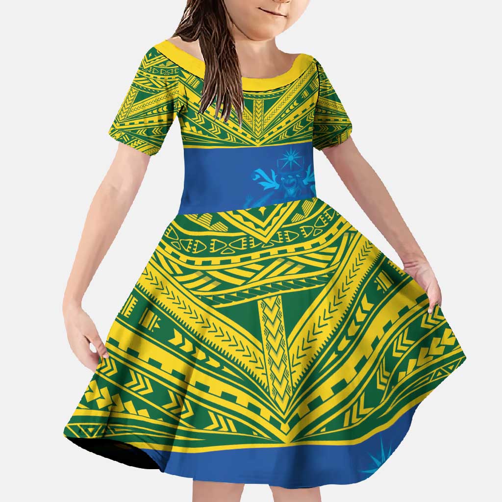 Solomon Islands Rugby Custom Family Matching Short Sleeve Bodycon Dress and Hawaiian Shirt Simple Coat of arm Polynesian Pattern