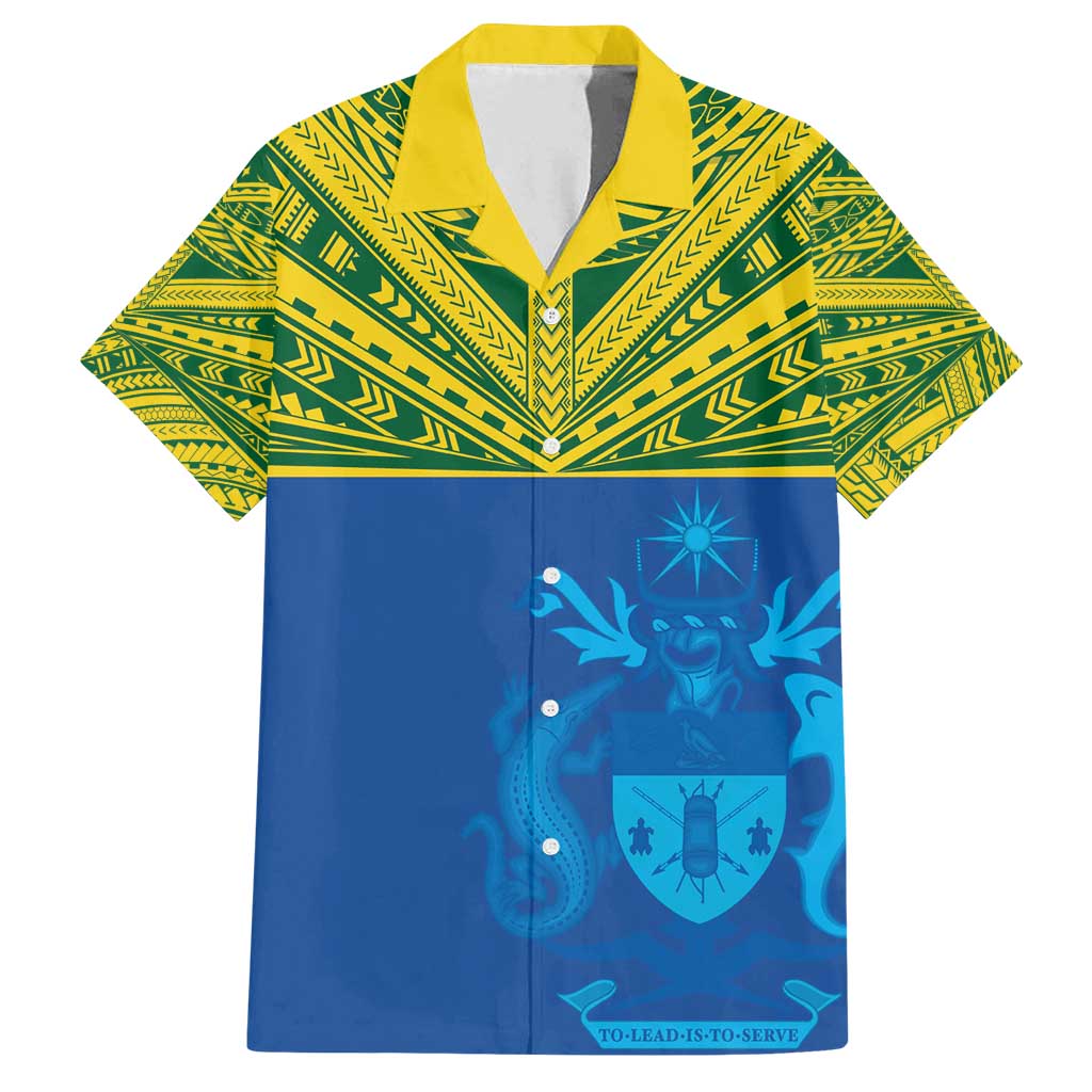 Solomon Islands Rugby Custom Family Matching Tank Maxi Dress and Hawaiian Shirt Simple Coat of arm Polynesian Pattern