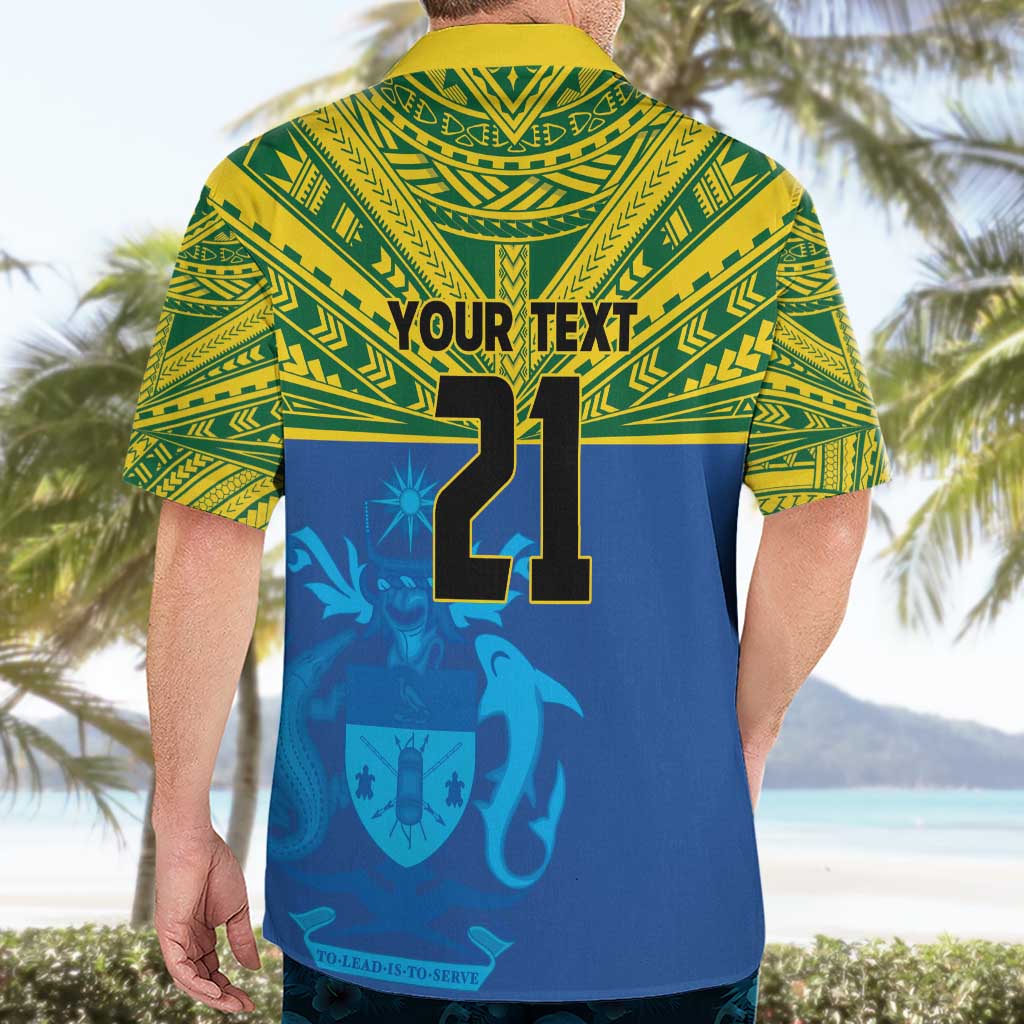 Solomon Islands Rugby Custom Hawaiian Shirt Simple Coat of arm Polynesian Pattern