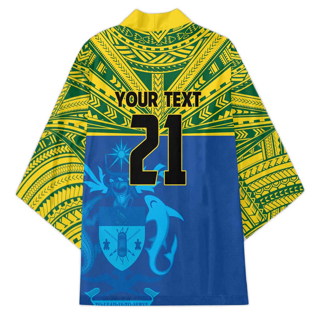 Solomon Islands Rugby Custom Kimono Simple Coat of arm Polynesian Pattern - Polynesian Pride