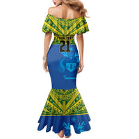 Solomon Islands Rugby Custom Mermaid Dress Simple Coat of arm Polynesian Pattern