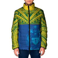 Solomon Islands Rugby Custom Padded Jacket Simple Coat of arm Polynesian Pattern - Polynesian Pride